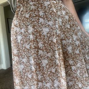 Brown floral midi skirt